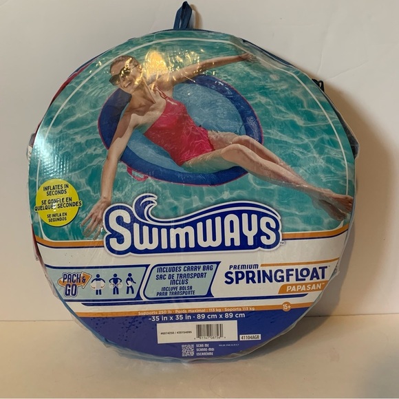 NIP. SWIMWAYS Blue Spring Float Papasan - Picture 2 of 5